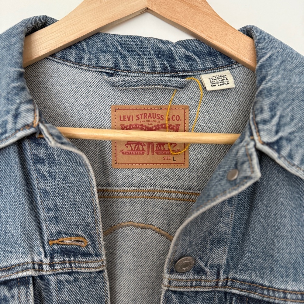 Pink & Silver/Levi’s Hand Beaded Denim Jacket size L - Picture 4 of 13